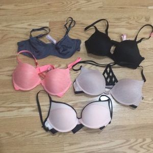 Five bras, size 36B